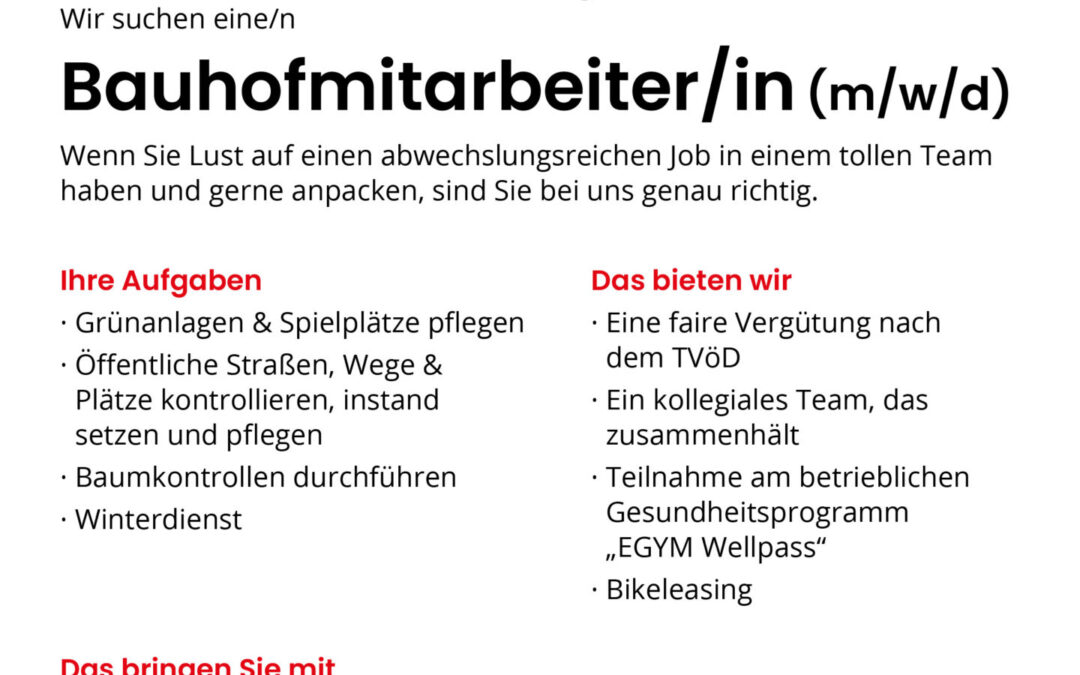 Verstärkung für den Bauhof gesucht!