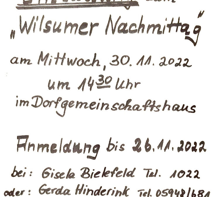 Veranstaltung – DRK Wilsumer Nachmittag