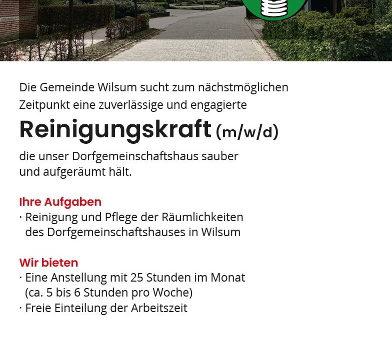 Reinigungskraft gesucht