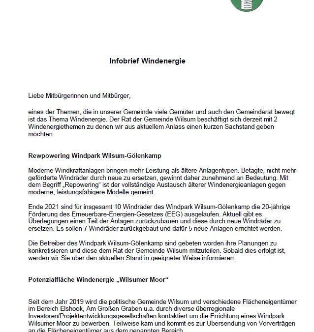 Infobrief Windenergie