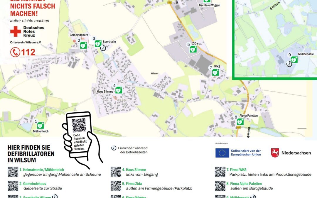 Karte der Wilsumer Defibrillatoren