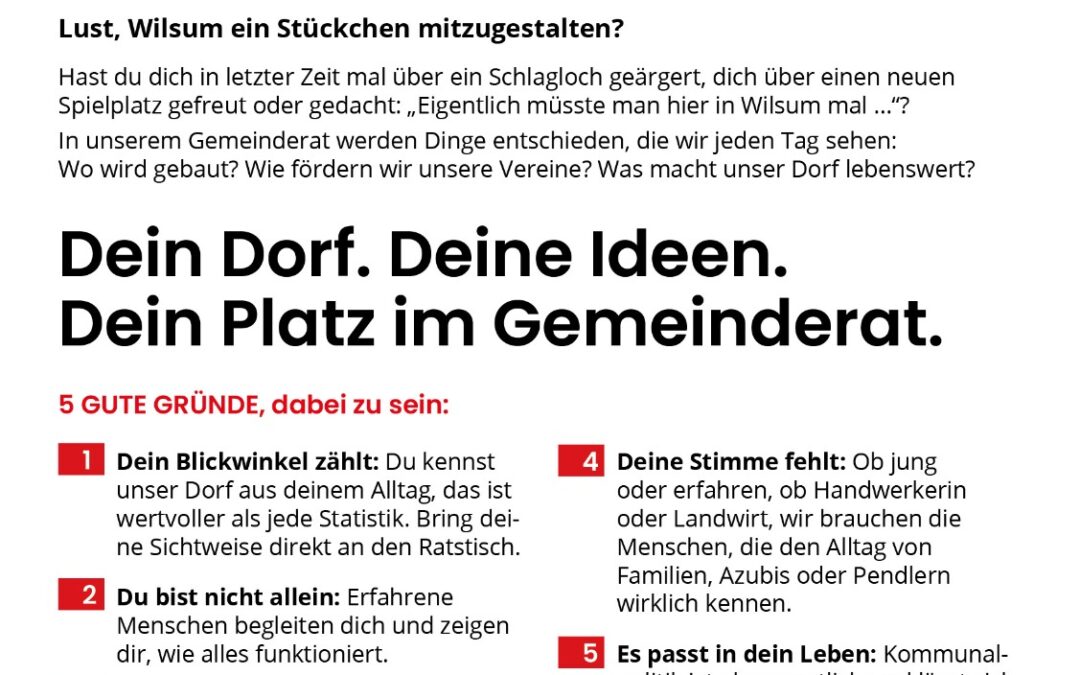 Lass dich für den Gemeinderat aufstellen!