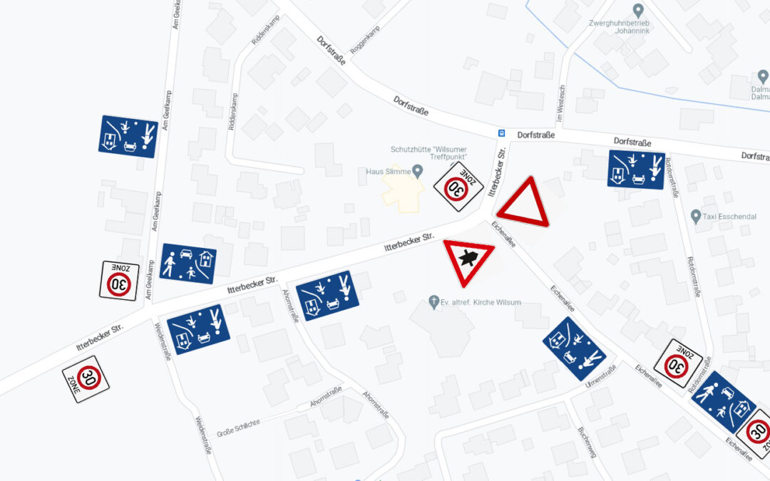 Neue 30-Zone Itterbecker Straße / Eichenallee