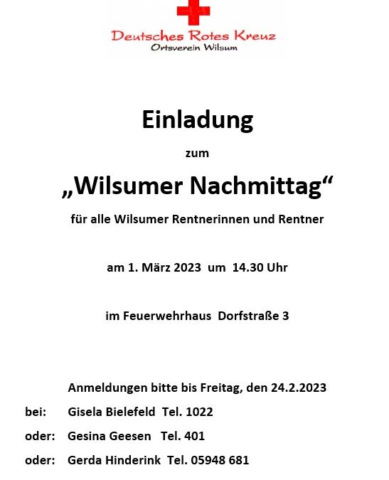 Veranstaltung – Wilsumer Nachmittag